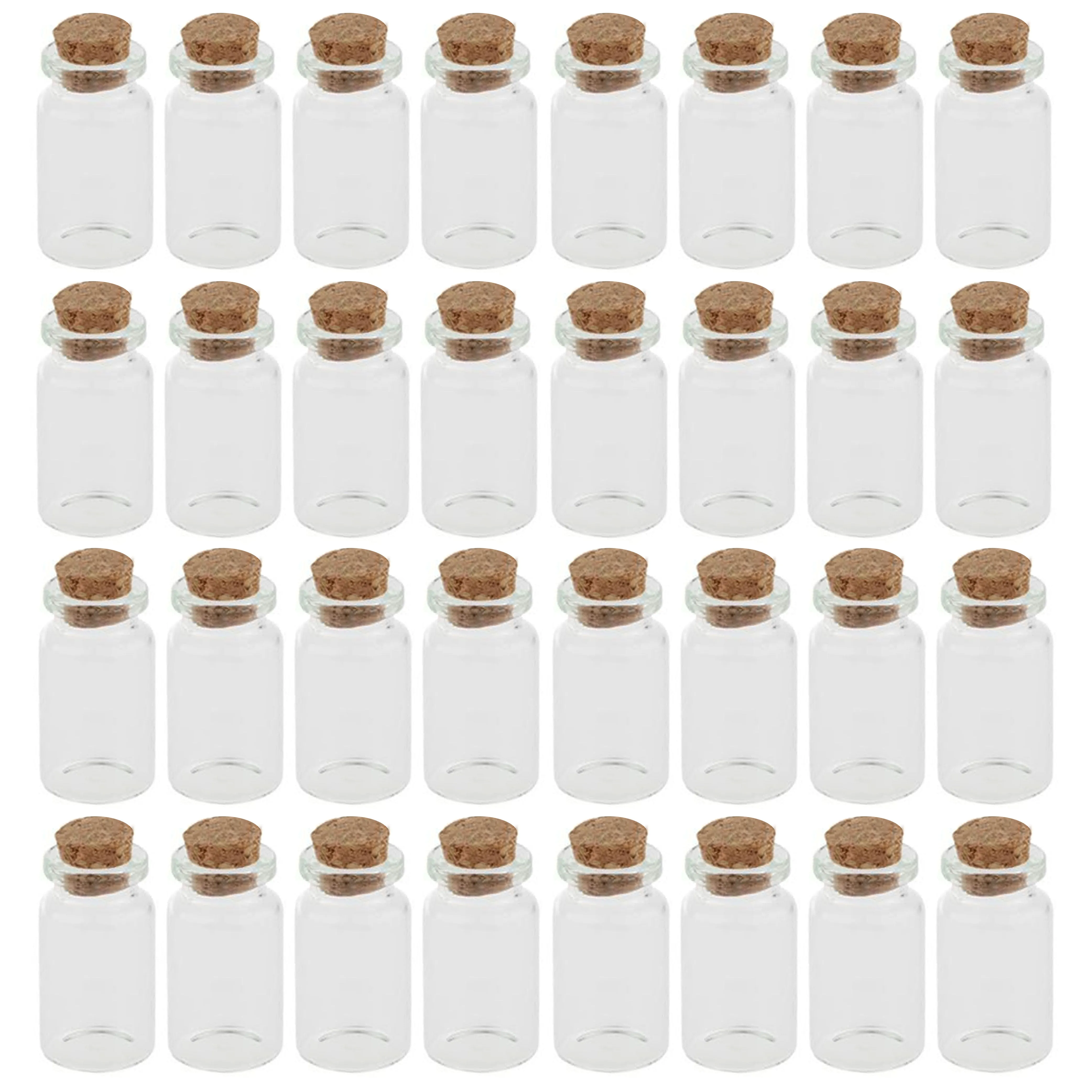 32 Glass Jars with Cork Lid Storage Bottles Mini Herbs Spices Crafts Party Favor