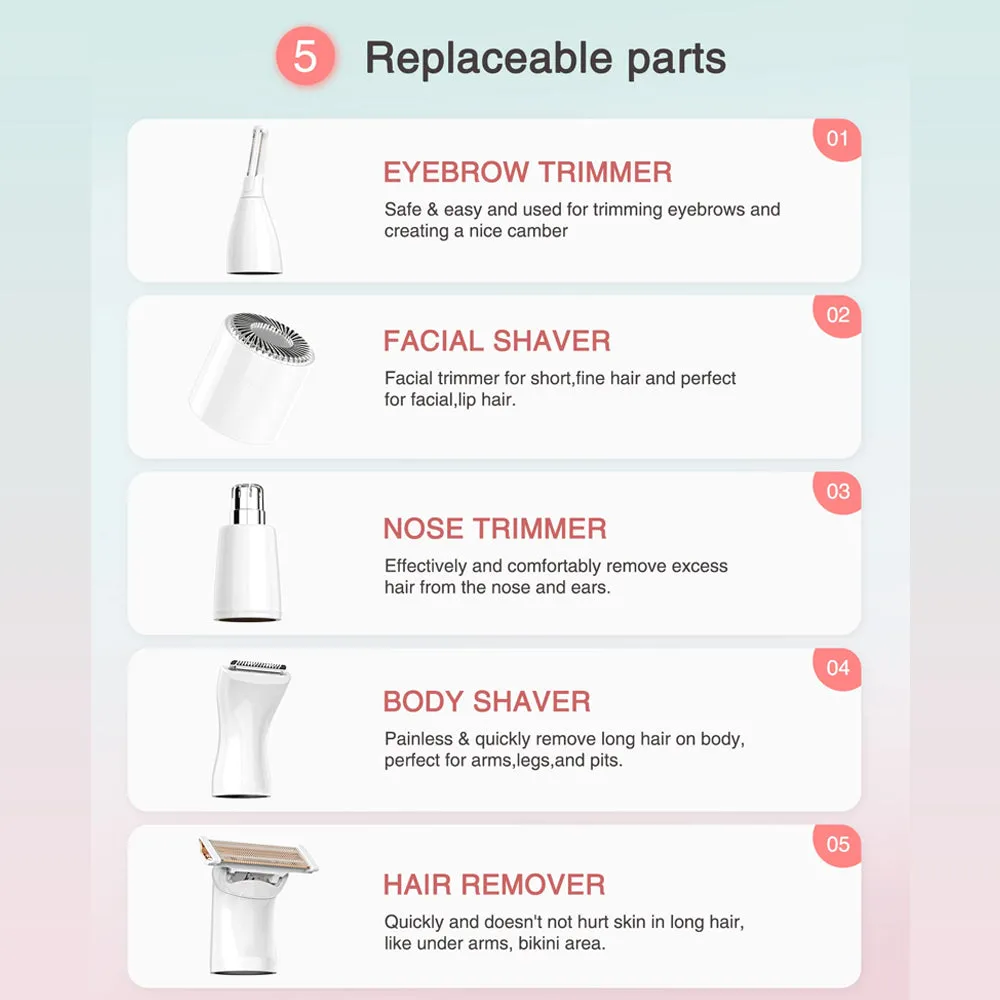 5-In-1 Electric Shaver and Hair Removal Kit for Women