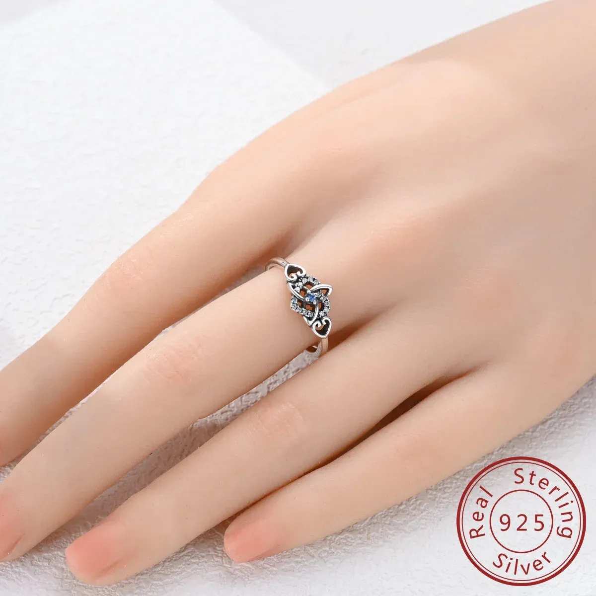 925 Sterling Silver Celtic Knot Heart Ring Fashionable & Elegant For Women Wedding Anniversary Or Party
