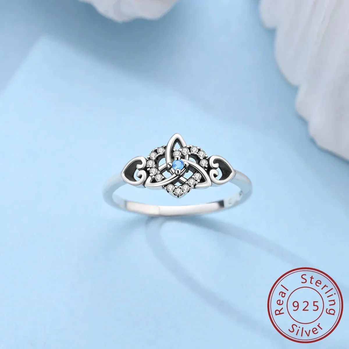 925 Sterling Silver Celtic Knot Heart Ring Fashionable & Elegant For Women Wedding Anniversary Or Party