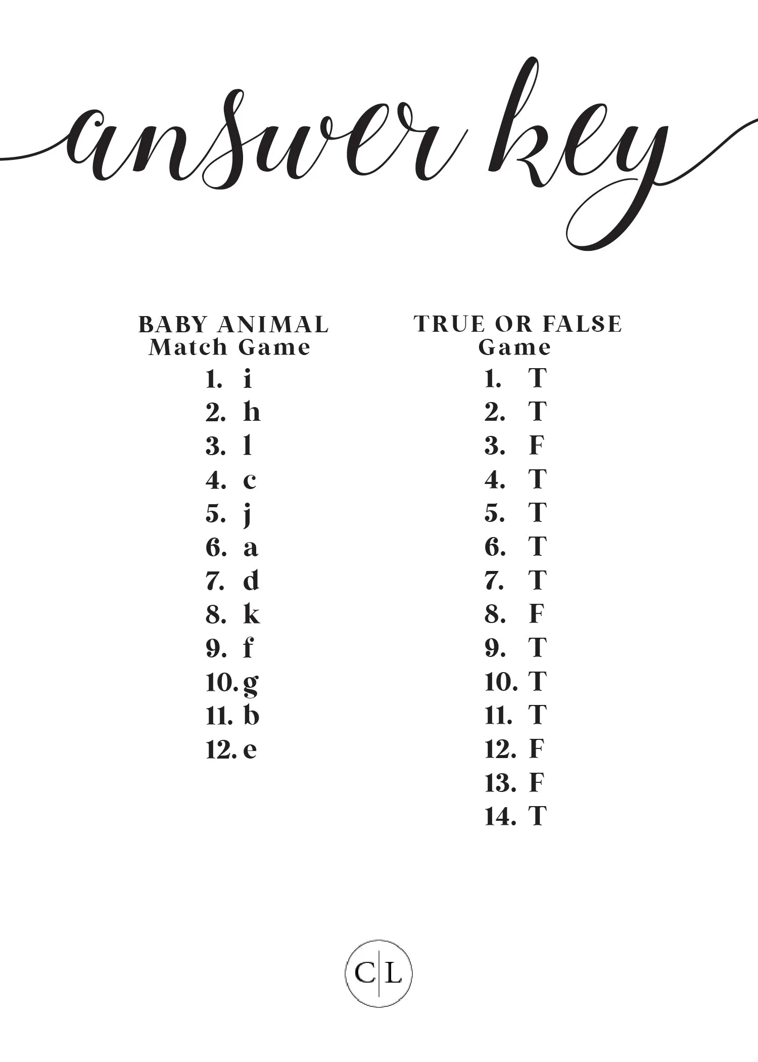Baby Shower Games - Free Baby Shower Digital Download