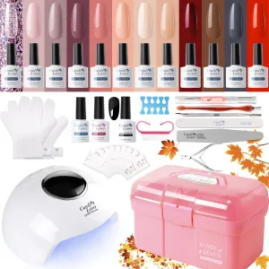 Gel Nail Polish Kit with UV LED Nail Lamp, 12 Colors Nail Gel Polish Set with 36W Nail Dryer and Storage Box