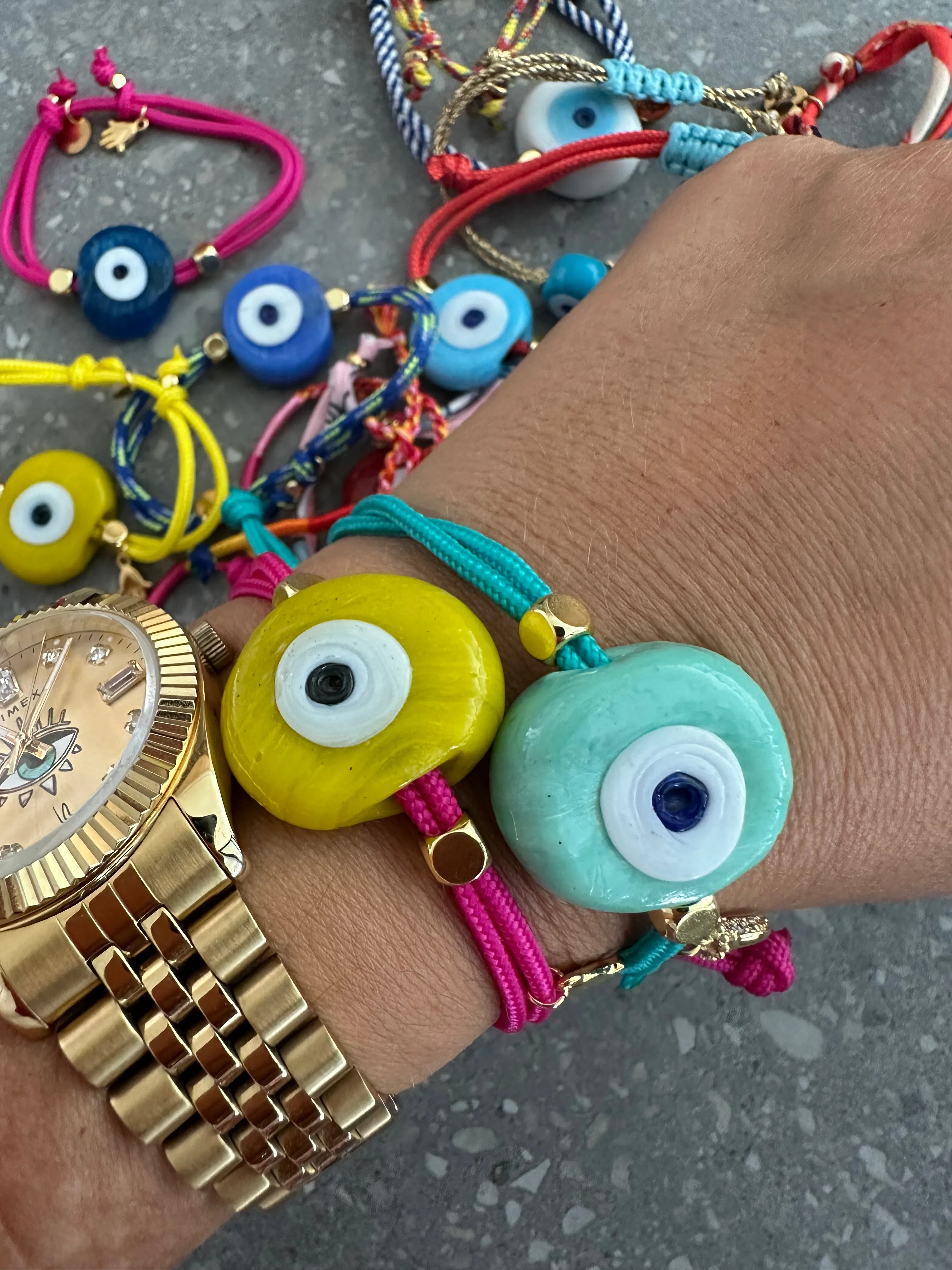 Greek eye bracelet fuxia big