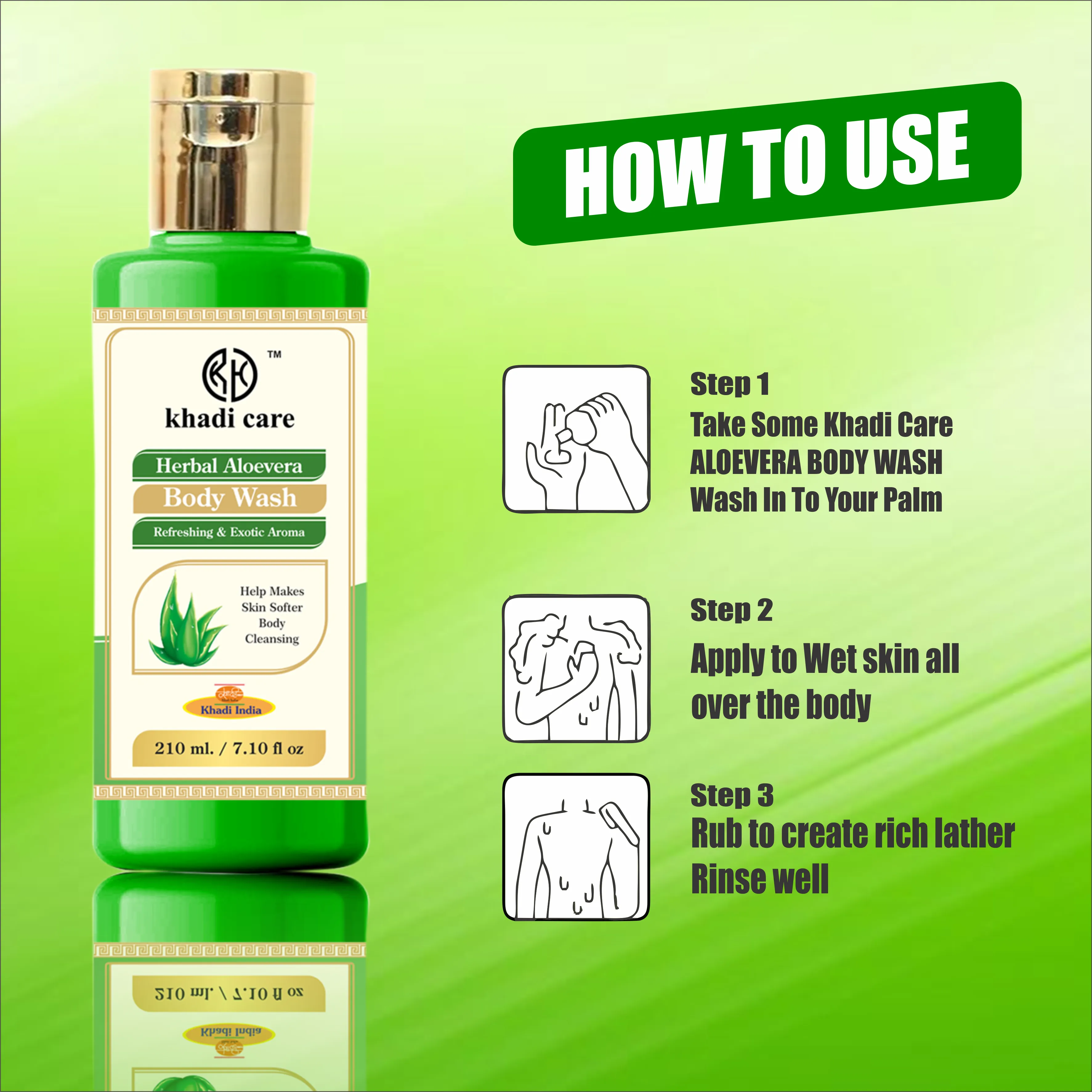 Khadi Care Herbal Aloevera Body Wash -  Pack of 2 Each 210 ml