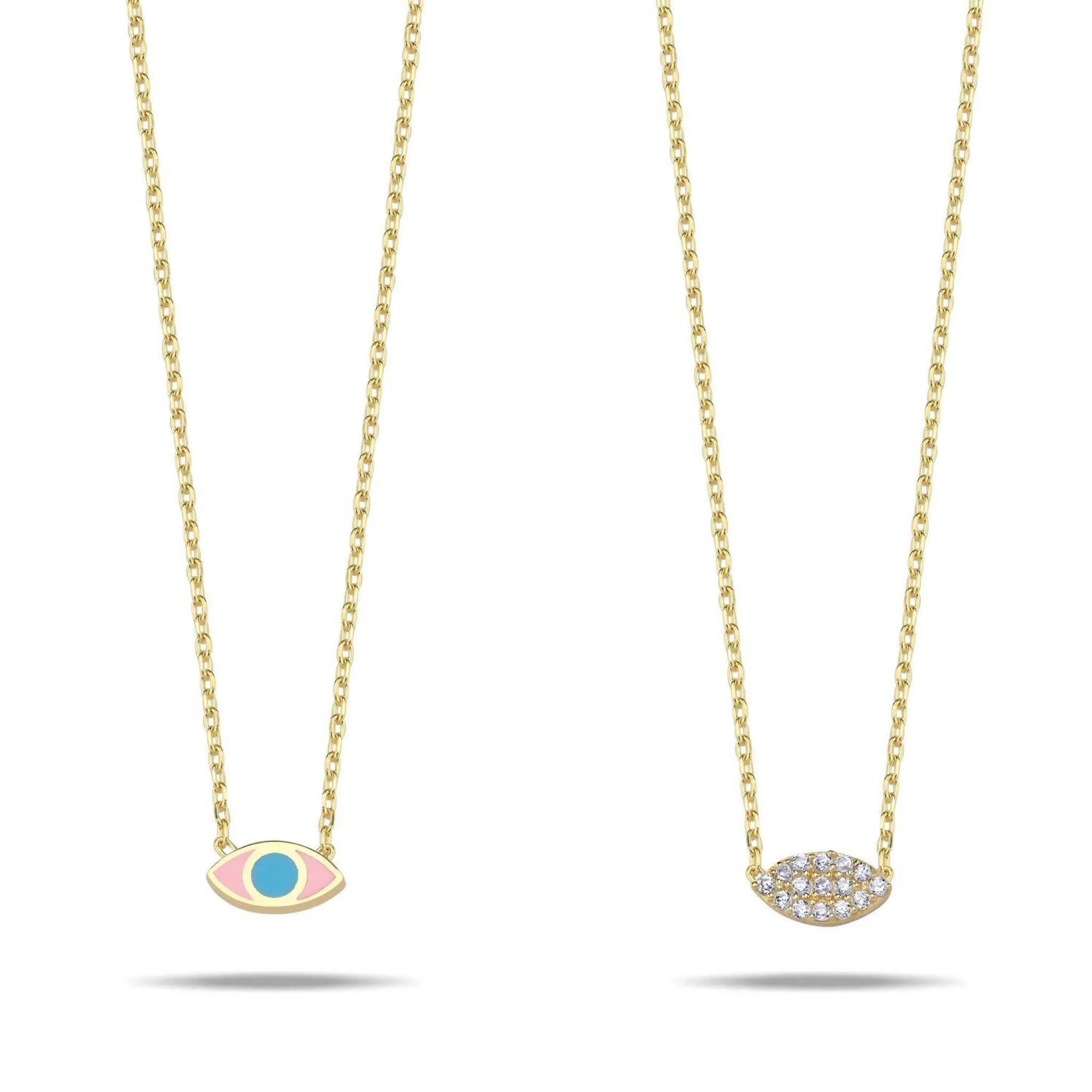 Lucky eye necklace double side pink