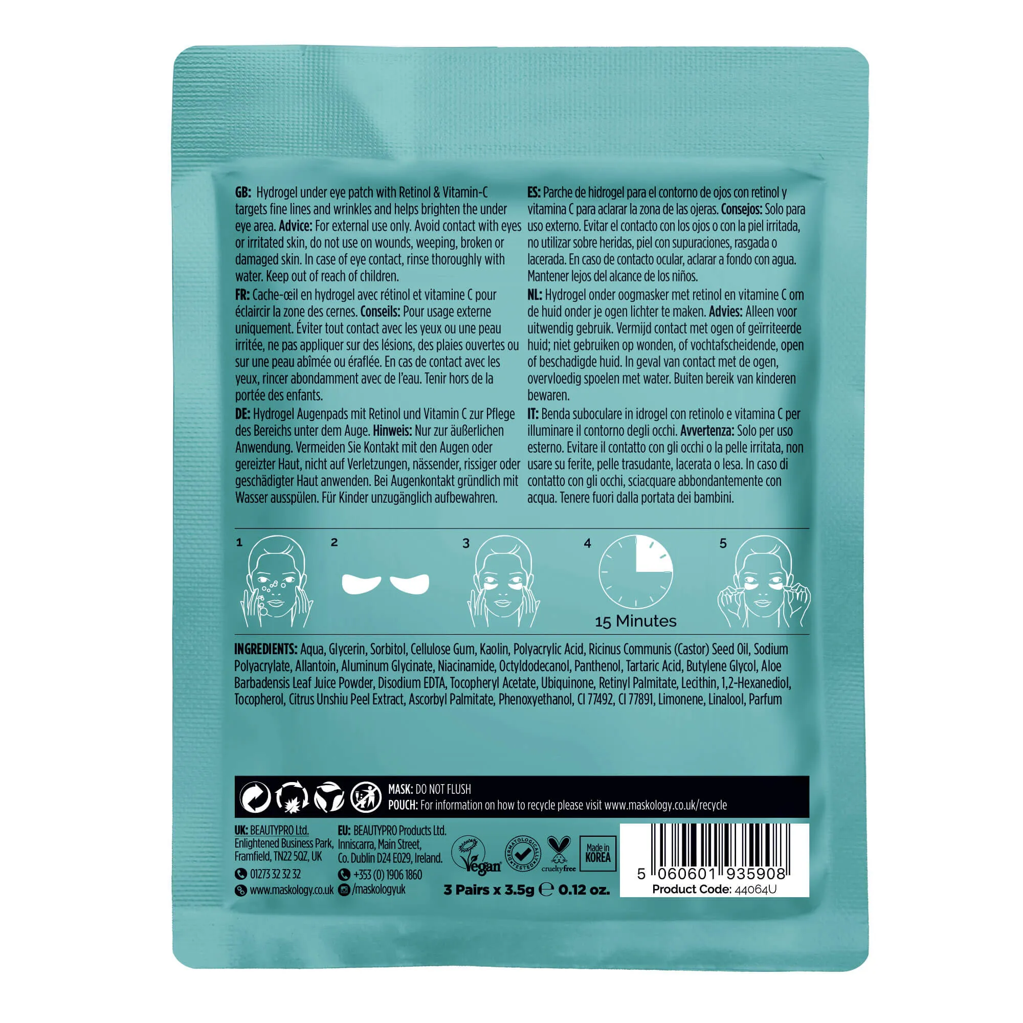  Maskology Retinol   Vitamin C Under Eye Mask