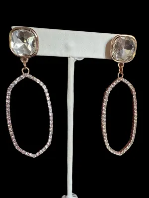 Oval Crystal Drop Earrings  Gold Setting | Elegant Lightweight Sparkle