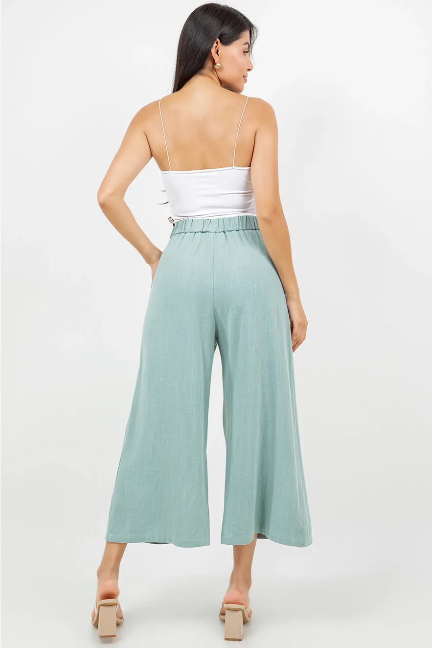 Setting Sun Linen Blend Capri Pant - Sage