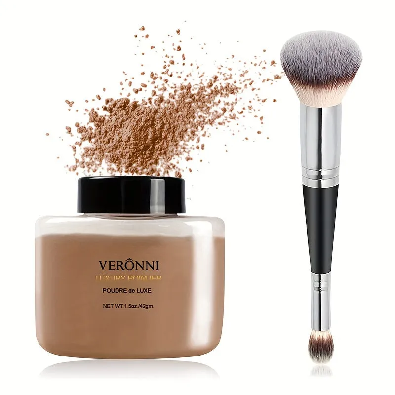 Shine-Free Matte Finishing Powder - Long-lasting & Lightweight Formula for Oil Control and Translucent Setting of Foundation Makeup with Brush Included